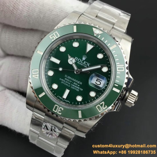 Submariner 116610LV Hulk 40mm SS/SS Green Dial ARF VS3135