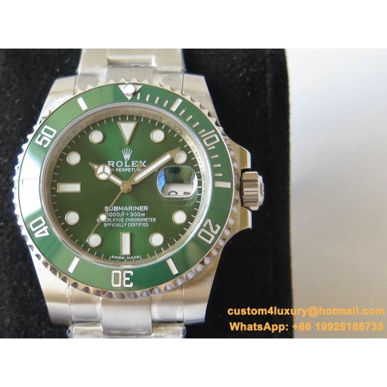 Submariner 116610LV 904L SS/SS Green VRF Asia 3135
