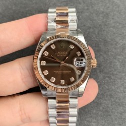 ROLEX - DATEJUST - LADY 31mm Oys Flt RG/SS Brown Dia GSF A2671