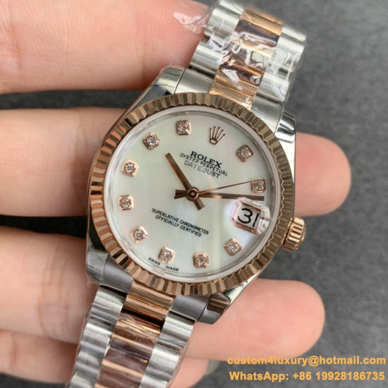 Datejust Ladies 31mm Oys RG/SS Silver/Dia GSF A2671