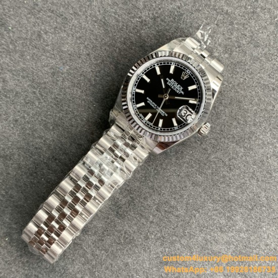 ROLEX - DATEJUST - LADY 31mm Jub Flt SS/SS Black/Stk GSF A2671