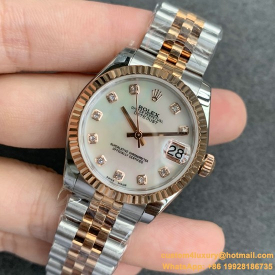 ROLEX - DATEJUST - LADY 31mm Jub Flt RG/SS White Dia GSF A2671