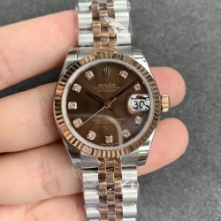 ROLEX - DATEJUST - LADY 31mm Jub Flt RG/SS Brown Dia GSF A2671
