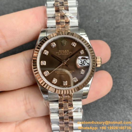 ROLEX - DATEJUST - LADY 31mm Jub Flt RG/SS Brown Dia GSF A2671