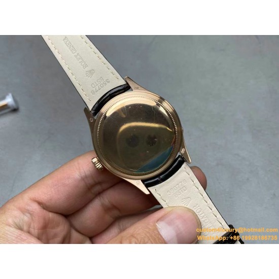 Rolex - Cellini 50535 Moonphase Brn RG/LE Wht EWF A3195 Mo