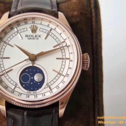 Rolex - Cellini 50535 Moonphase Brn RG/LE Wht RXW A3195 Mo