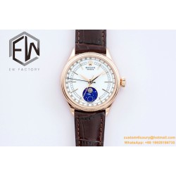 Rolex - Cellini 50535 Moonphase Brn RG/LE Wht EWF A3195 Mo