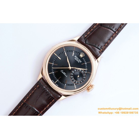 Rolex - Cellini Date 39mm RG/LE Black EWF Asia 3165 Mod