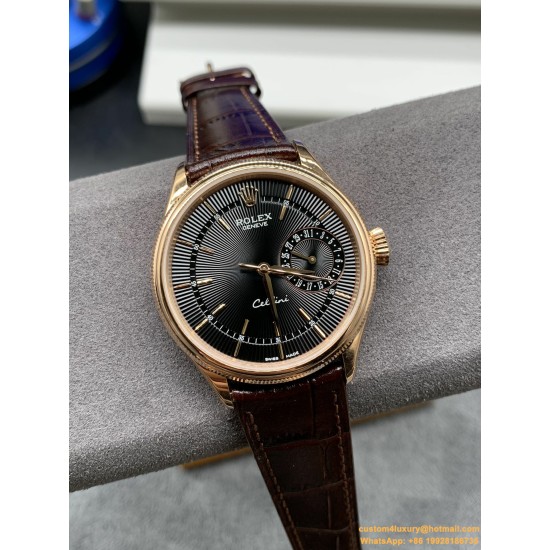 Rolex - Cellini Date 39mm RG/LE Black EWF Asia 3165 Mod