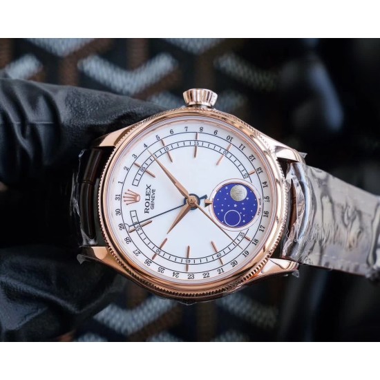 Rolex - Cellini 50535 Moonphase RG/LE Wht TWCF Asia 3195 Mod