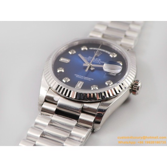 DayDate 36mm 128238 Flt Pres SS/SS Blue Stk EWF A3255 Mod