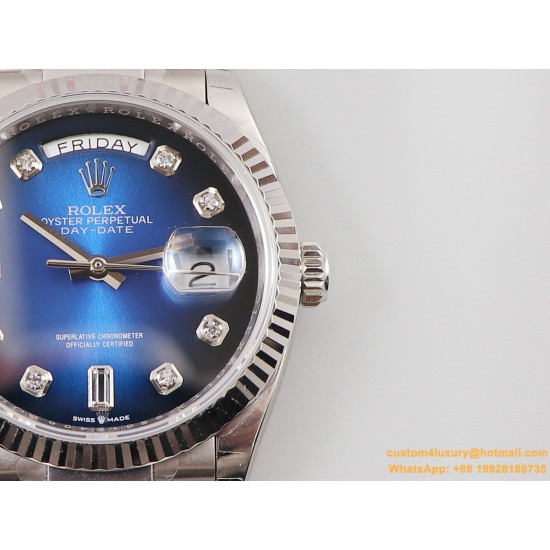 DayDate 36mm 128238 Flt Pres SS/SS Blue Stk EWF A3255 Mod
