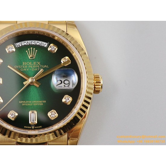 DayDate 128238 36mm YG/YG Green/Dia EWF V3 VR3255(Gain Weight)