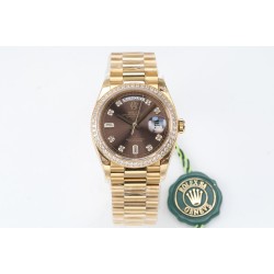 Rolex - DayDate 36mm Dia Pres YG/YG Brown Diam EWF A3255 Mod