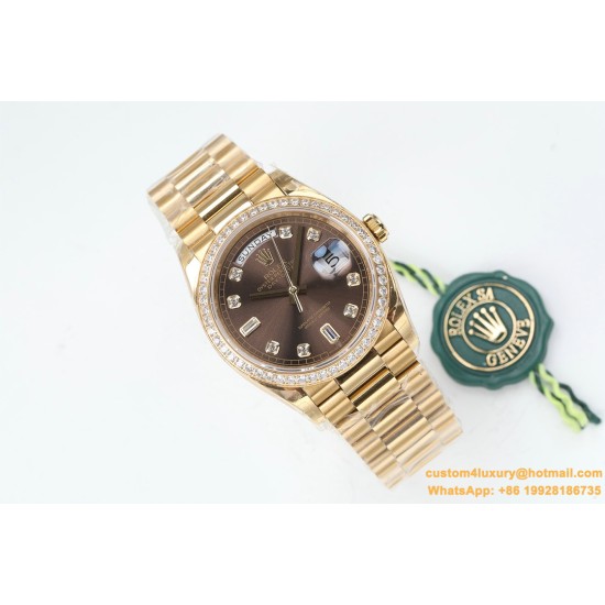 Rolex - DayDate 36mm Dia Pres YG/YG Brown Diam EWF A3255 Mod