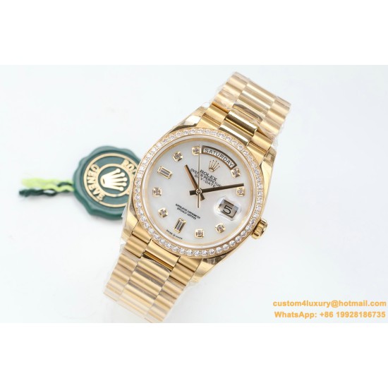 Rolex - DayDate 36mm Dia Pres YG/YG Wht MOP Diam EWF A3255 Mo