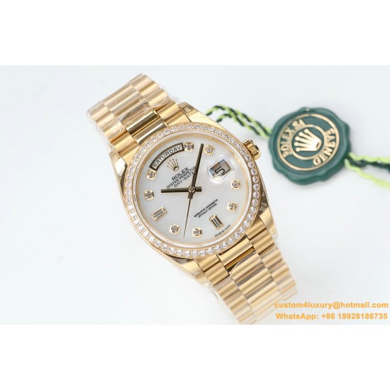 Rolex - DayDate 36mm Dia Pres YG/YG Wht MOP Diam EWF A3255 Mo