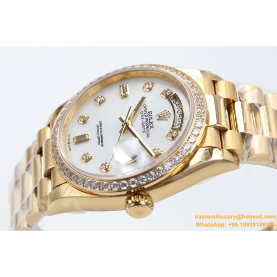 Rolex - DayDate 36mm Dia Pres YG/YG Wht MOP Diam EWF A3255 Mo