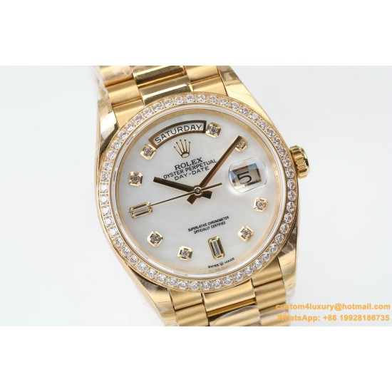 Rolex - DayDate 36mm Dia Pres YG/YG Wht MOP Diam EWF A3255 Mo