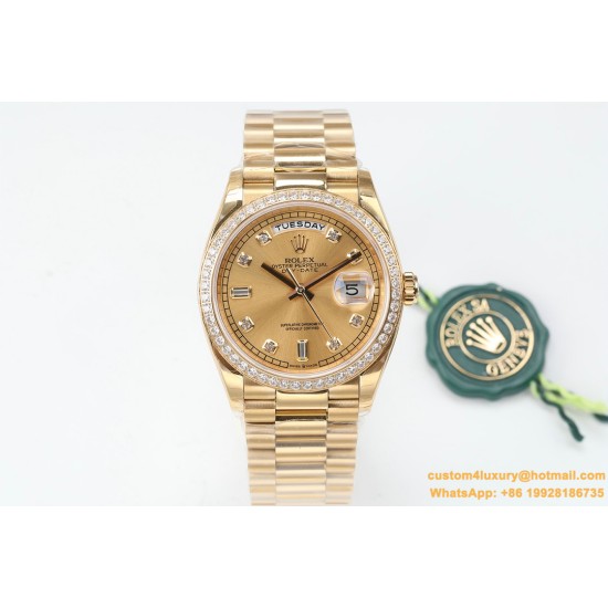 Rolex - DayDate 36mm Dia Pres YG/YG Gold Diam EWF A3255 Mod
