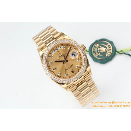 Rolex - DayDate 36mm Dia Pres YG/YG Gold Diam EWF A3255 Mod