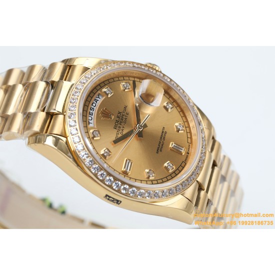 Rolex - DayDate 36mm Dia Pres YG/YG Gold Diam EWF A3255 Mod