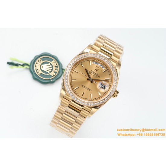 Rolex - DayDate 36mm Dia Pres YG/YG Gold Stk EWF A3255 Mod