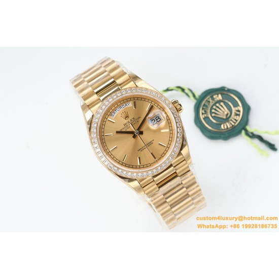 Rolex - DayDate 36mm Dia Pres YG/YG Gold Stk EWF A3255 Mod