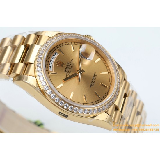 Rolex - DayDate 36mm Dia Pres YG/YG Gold Stk EWF A3255 Mod