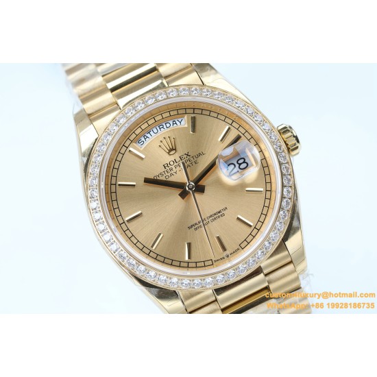 Rolex - DayDate 36mm Dia Pres YG/YG Gold Stk EWF A3255 Mod