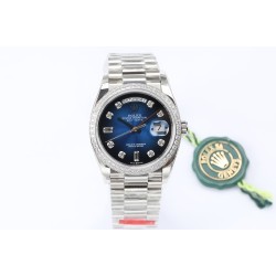 Rolex - DayDate 36mm Dia Pres SS/SS G-Blue Diam EWF A3255 Mod