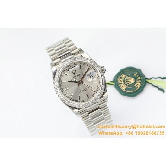 Rolex - DayDate 36mm Dia Pres SS/SS Silv Wht Stk EWF A3255 Mo