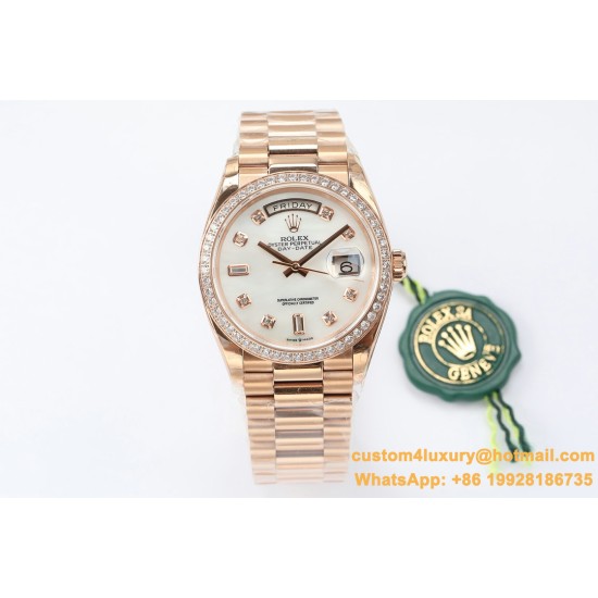 Rolex - DayDate 36mm Dia Pres RG/RG Wht MOP Diam EWF A3255 Mo