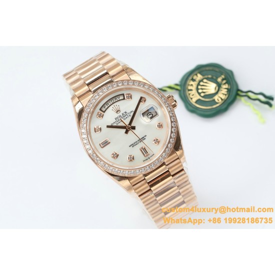 Rolex - DayDate 36mm Dia Pres RG/RG Wht MOP Diam EWF A3255 Mo