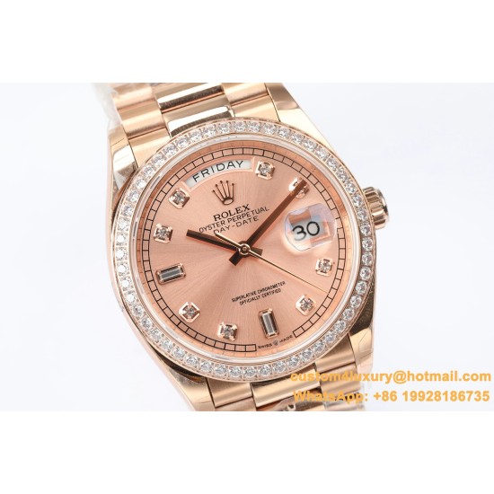 Rolex - DayDate 36mm Dia Pres RG/RG Gold Diam EWF A3255 Mod