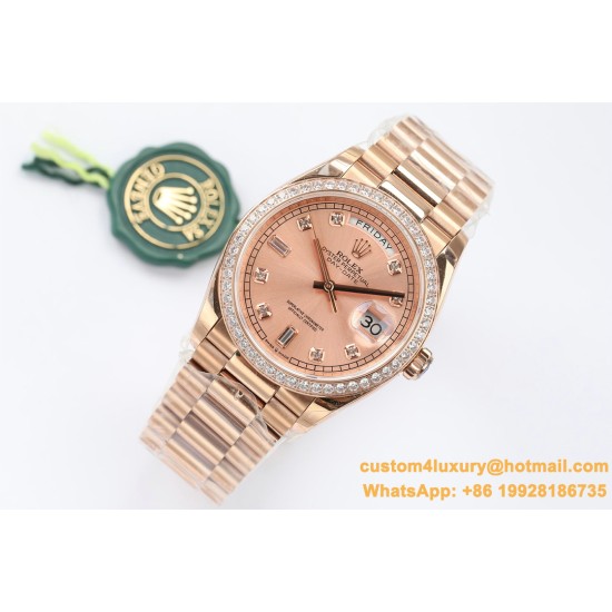Rolex - DayDate 36mm Dia Pres RG/RG Gold Diam EWF A3255 Mod