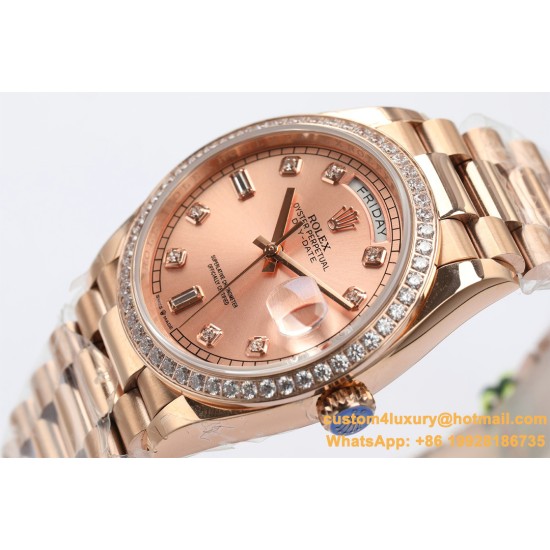 Rolex - DayDate 36mm Dia Pres RG/RG Gold Diam EWF A3255 Mod