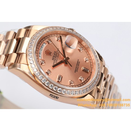 Rolex - DayDate 36mm Dia Pres RG/RG Gold Diam EWF A3255 Mod