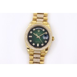 Rolex - DayDate 36mm Dia Pres YG/YG Green Diam EWF A3255 Mod