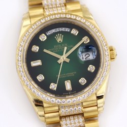 Rolex - DayDate 36mm Dia Pres YG/YG Green Diam EWF A3255 Mod