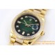 Rolex - DayDate 36mm Dia Pres YG/YG Green Diam EWF A3255 Mod