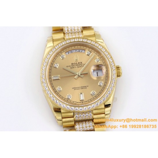 Rolex - DayDate 36mm Dia Pres YG/YG Gold Diam EWF A3255 Mod