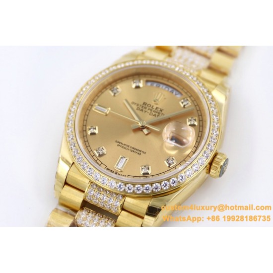 Rolex - DayDate 36mm Dia Pres YG/YG Gold Diam EWF A3255 Mod