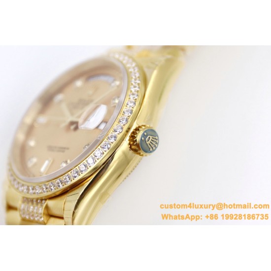 Rolex - DayDate 36mm Dia Pres YG/YG Gold Diam EWF A3255 Mod