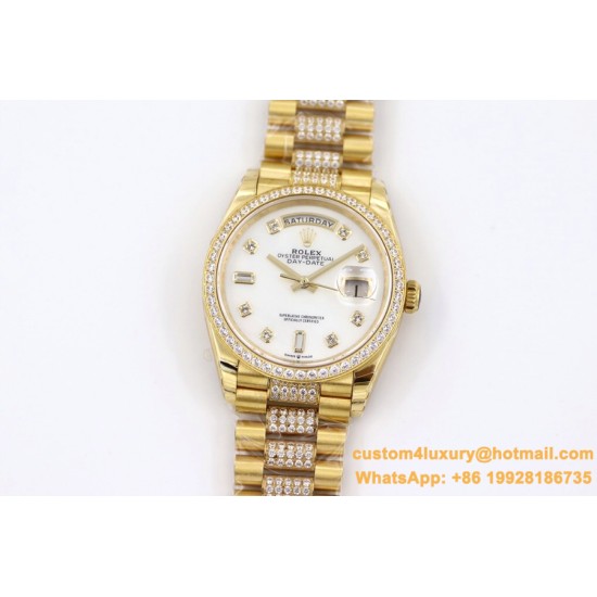 Rolex - DayDate 36mm Dia Pres YG/YG Wht MOP Diam EWF A3255 Mo