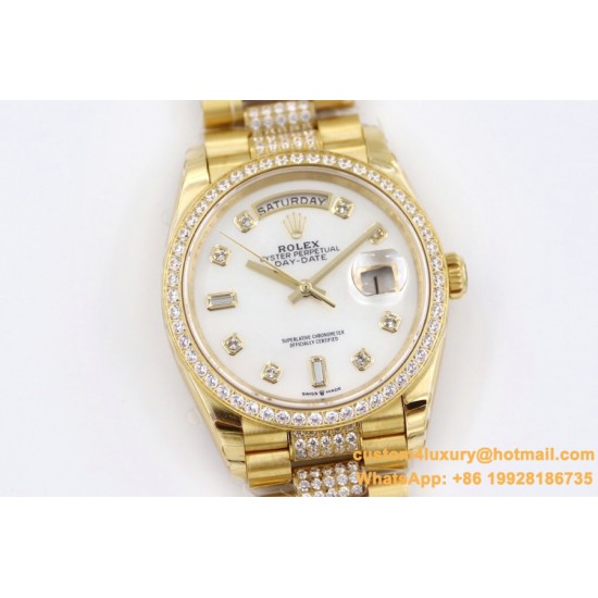 Rolex - DayDate 36mm Dia Pres YG/YG Wht MOP Diam EWF A3255 Mo