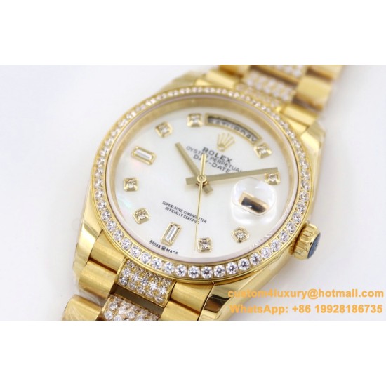 Rolex - DayDate 36mm Dia Pres YG/YG Wht MOP Diam EWF A3255 Mo