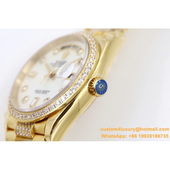 Rolex - DayDate 36mm Dia Pres YG/YG Wht MOP Diam EWF A3255 Mo