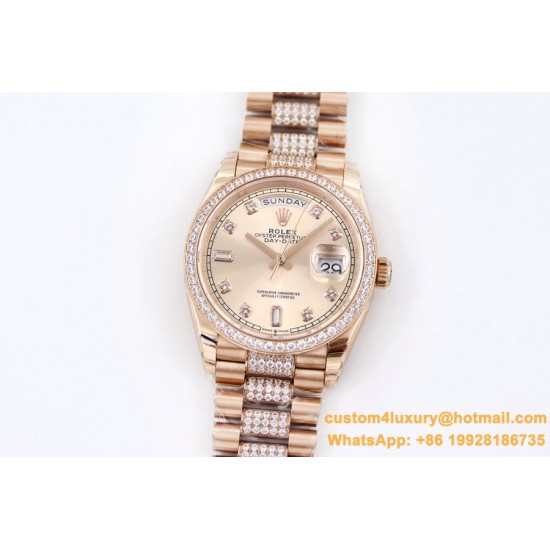 Rolex - DayDate 36mm Dia Pres RG/RG Gold Diam EWF A3255 Mod