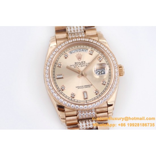 Rolex - DayDate 36mm Dia Pres RG/RG Gold Diam EWF A3255 Mod